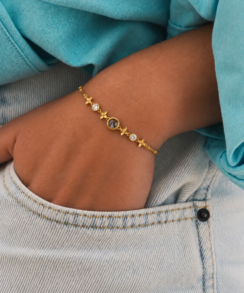 Pulsera con Foto Oculta y Hojas