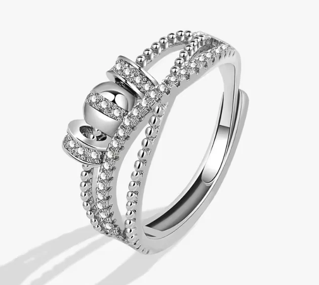 Anillo Antiestrés Giratorio Ajustable con Circonitas