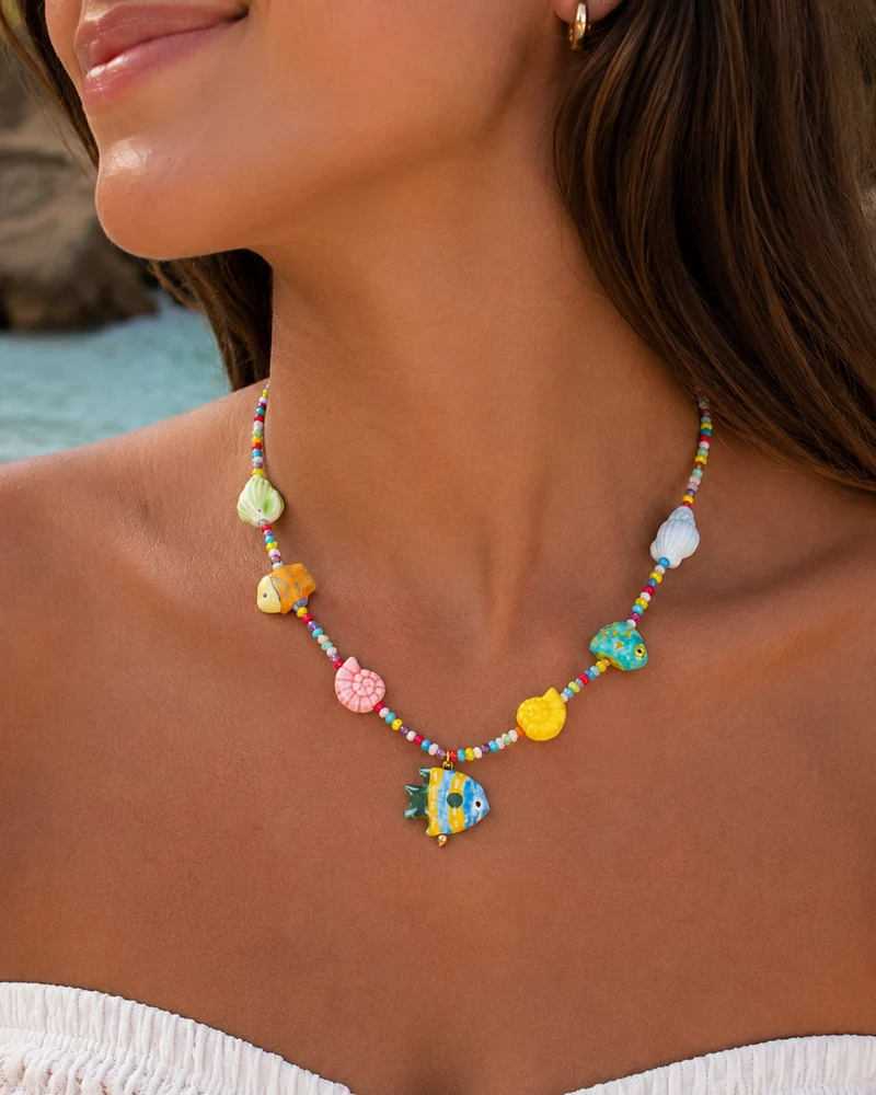 Collar Peces y Conchas Multicolor para Mujer
