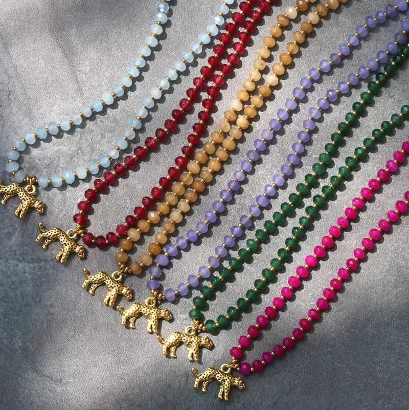 Collar de Cuentas con Colgante Leopardo | Collar Verano Mujer