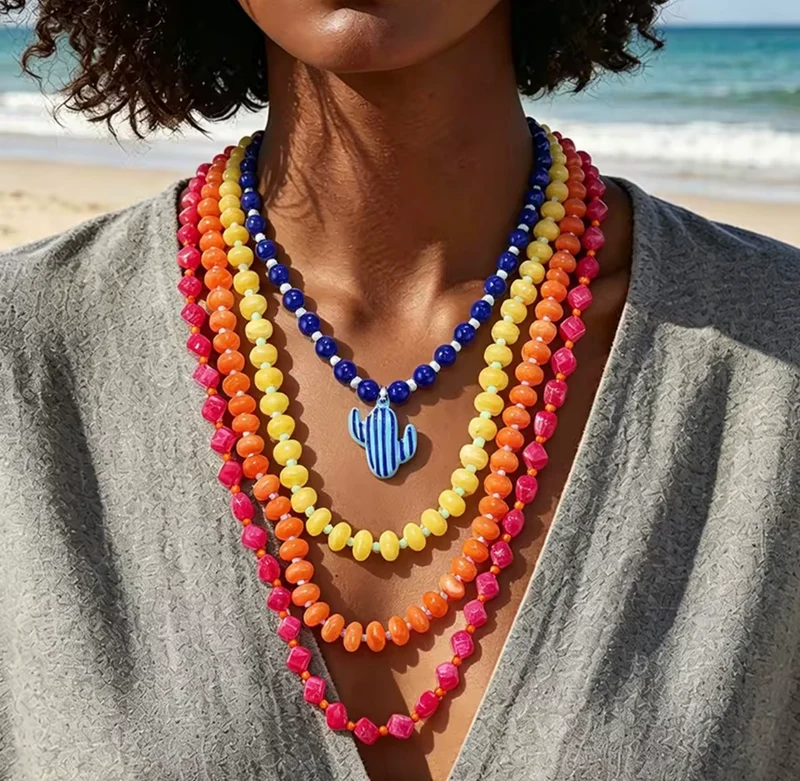 Pack 4 collares boho multicolor | Collares de abalorios verano
