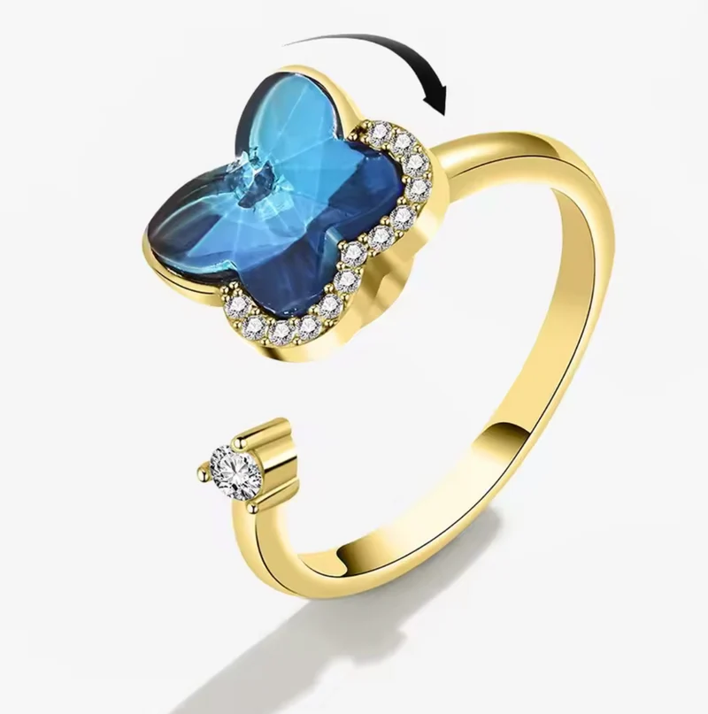 Anillo antiestrés giratorio brillante elegante ajustable