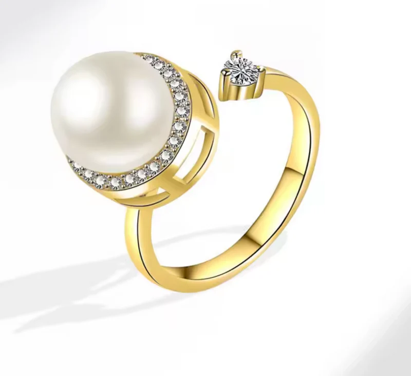 Anillo antiestrés con perla giratoria | Anillo relajante elegante ajustable