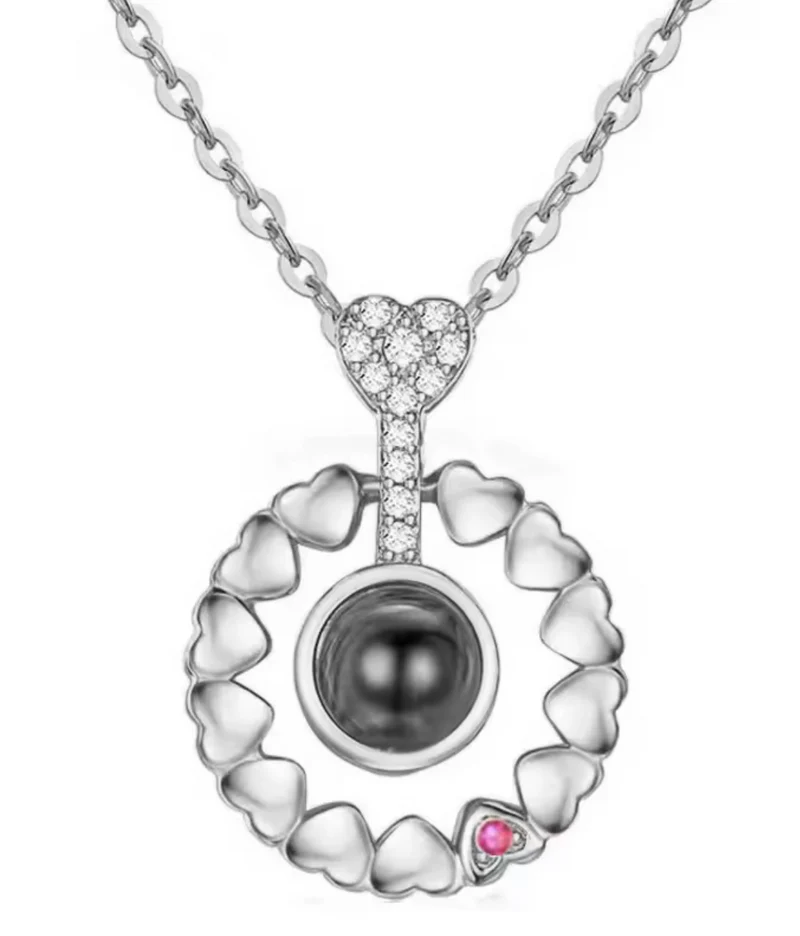 Collar con Foto Dentro Corazones – Colgante Redondo Personalizado