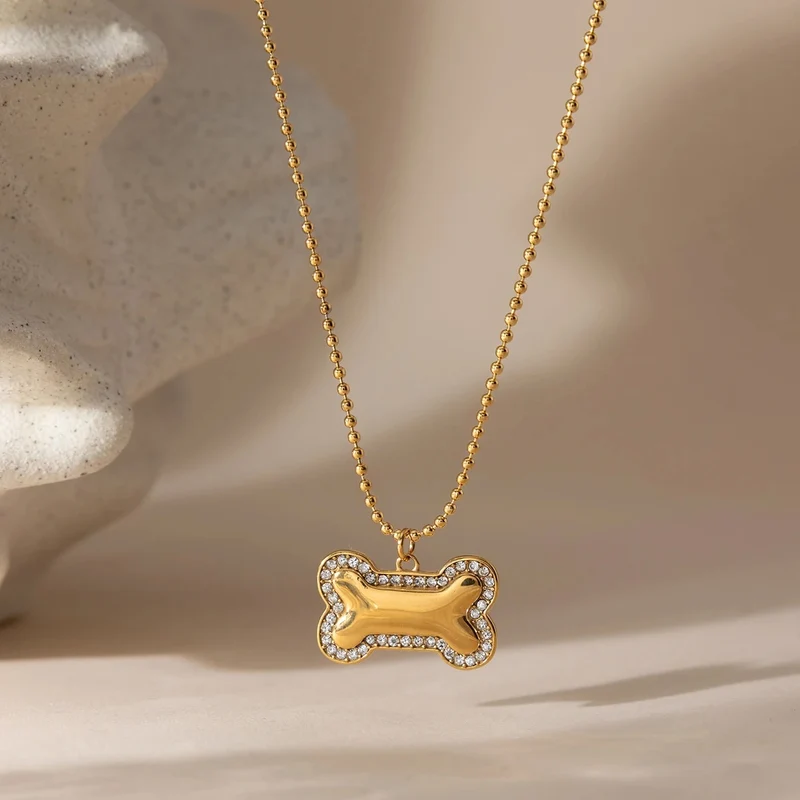 Collar hueso, huella o patita con circonitas