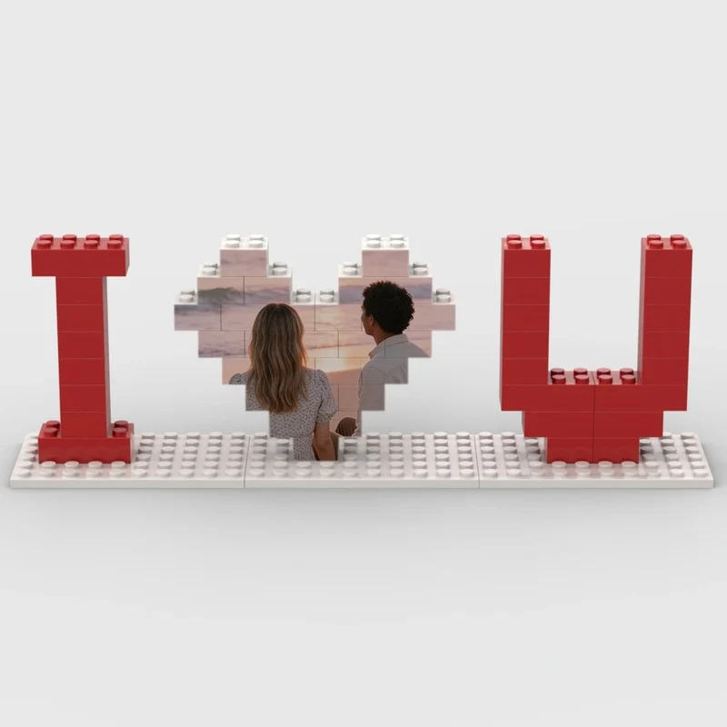 Bloques de Construcción Personalizados con Foto “I ❤️ U” – Regalo San Valentín