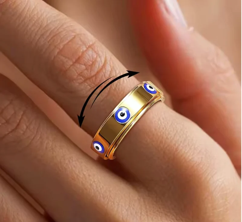 Anillo Antiestrés Fidget Giratorio con Ojo Turco