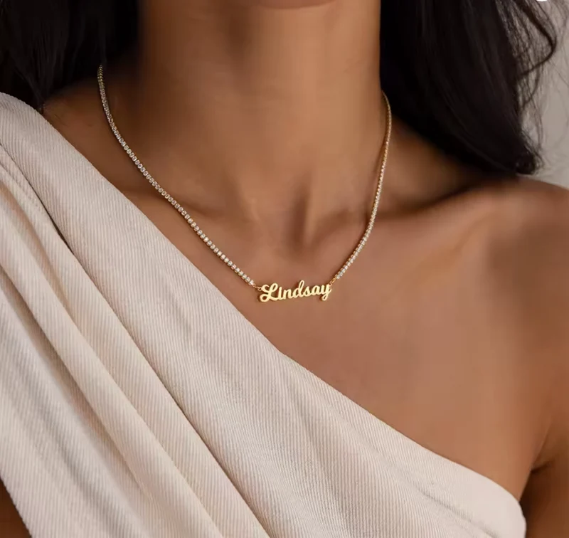 Collar Nombre Personalizado con Cadena de Circonitas | Mujer