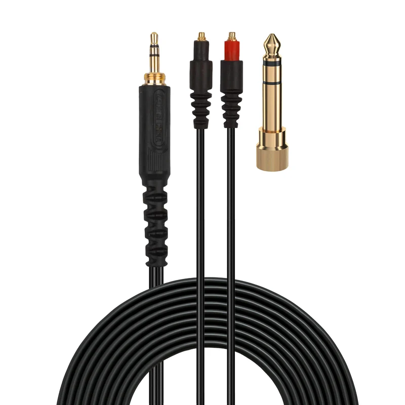 Cable de audio de repuesto compatible con auriculares Shure SRH1440, SRH1540 y SRH1840: conectores MMCX a 3.5 mm chapados en oro con adaptador de 6.5 mm.