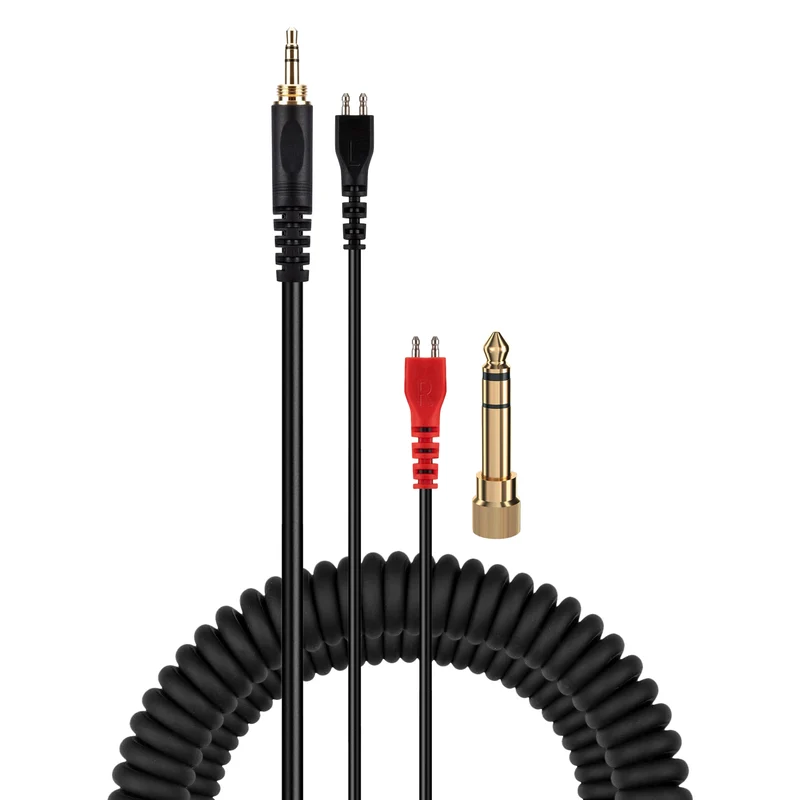 Cable de audio de repuesto en espiral compatible con auriculares Sennheiser HD25, HD560, HD540, HD480, HD430, HD414 y HD250 (conectores chapados en oro de 3.5 mm)
