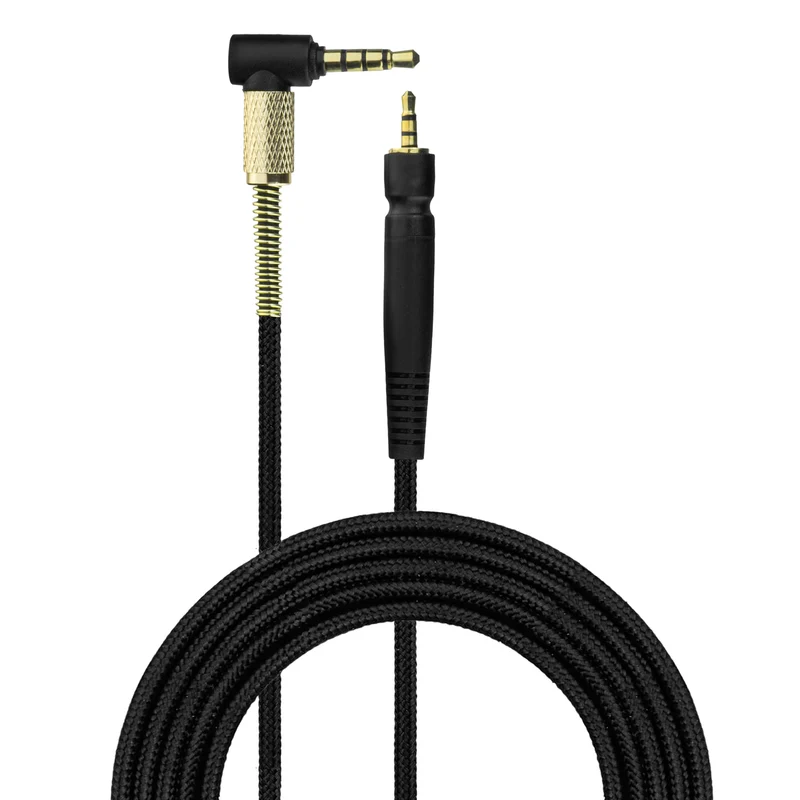 Cable de audio de repuesto compatible con Sennheiser GSP300, GSP350 y GSP600: nailon trenzado, conectores de 3.5 mm en ángulo recto y 2.5 mm chapados en oro.