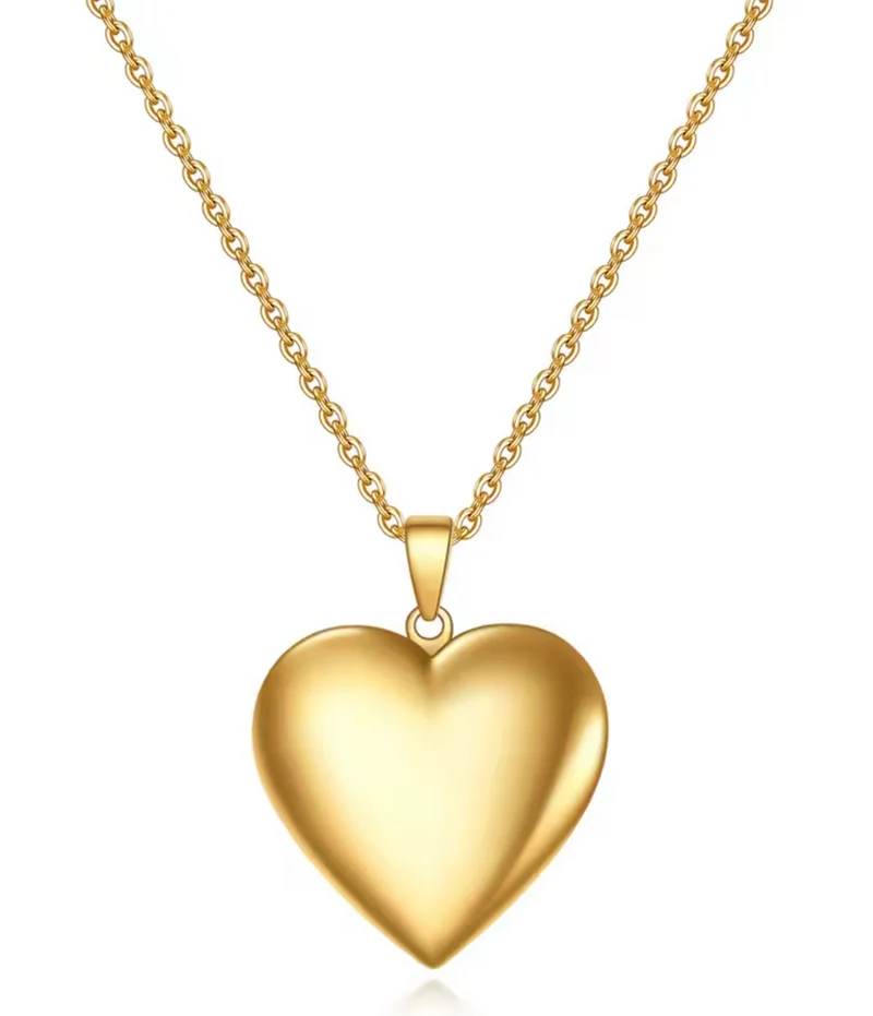 Collar para meter fotos en forma de corazón de acero inoxidable