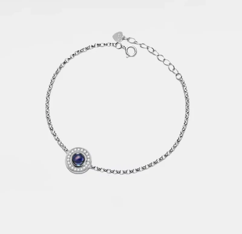 Pulsera con foto proyectada redonda | Plata y dorado personalizada