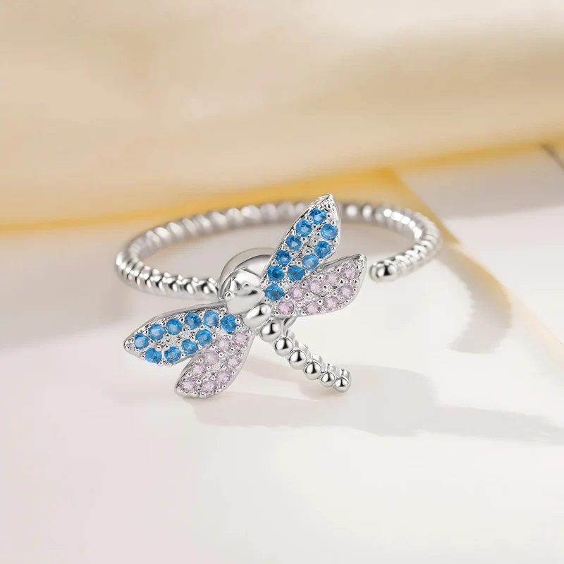 Anillo Antiestrés Libélula – Ajustable Mujer Oro o Plata | Circonitas