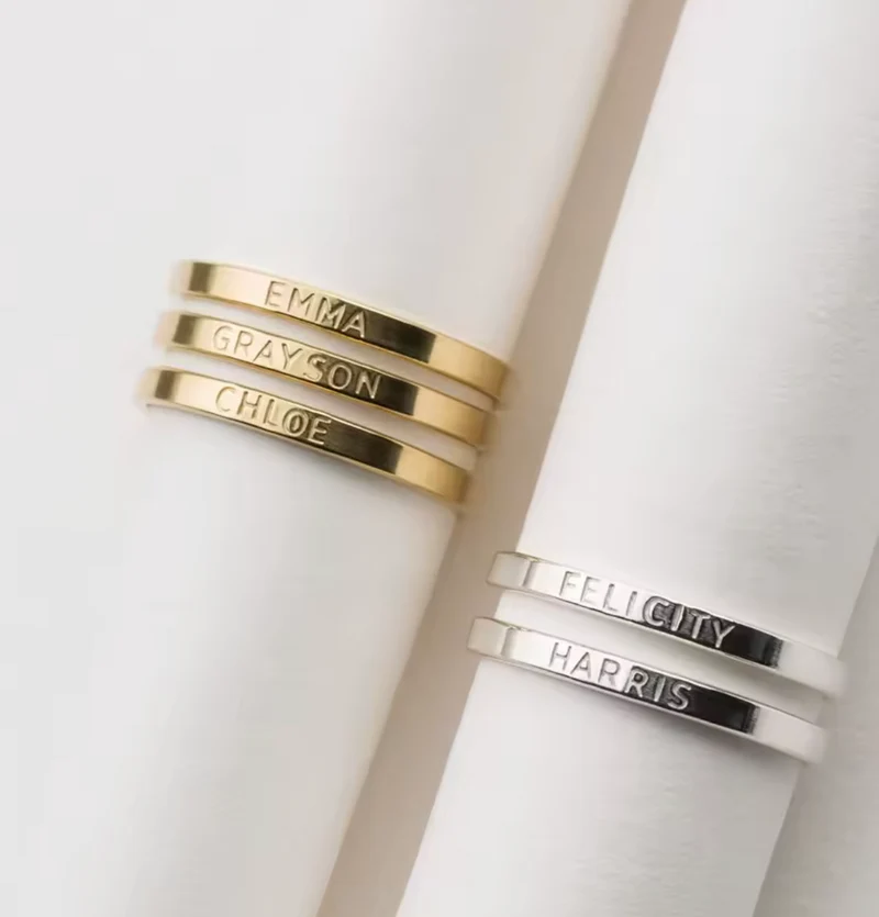 Anillos Apilables Personalizados en Acero Inoxidable | Grabado a Medida