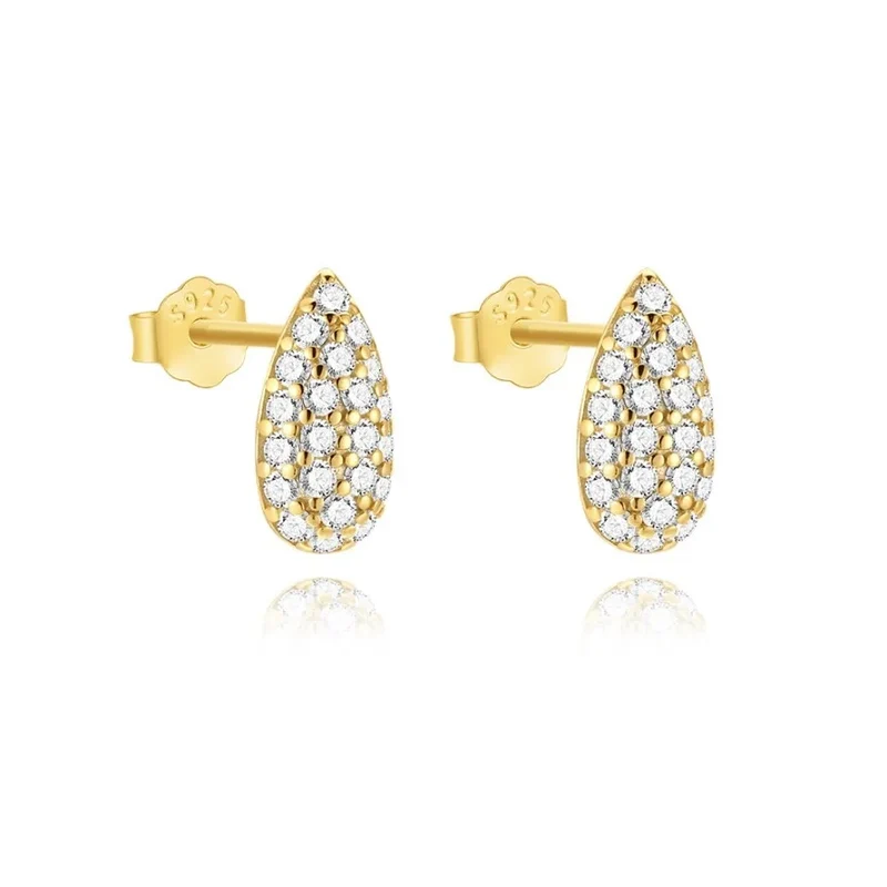 Pendientes Lágrima Mini con Circonitas – Plata 925 Bañada en Oro