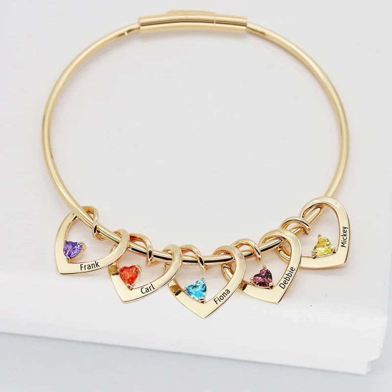 Pulsera con nombres y piedras de nacimiento · personalizada