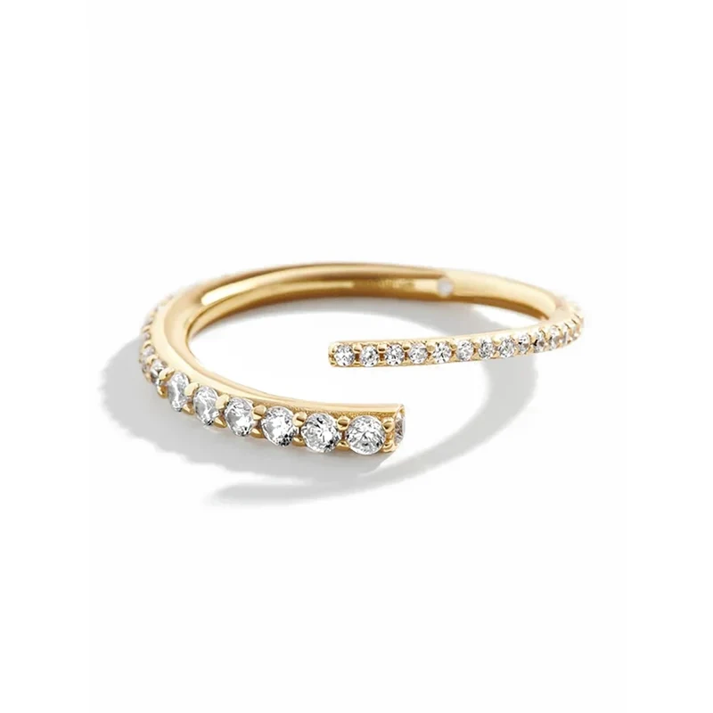 Anillo abierto de plata 925 bañado en oro con circonitas | Ajustable