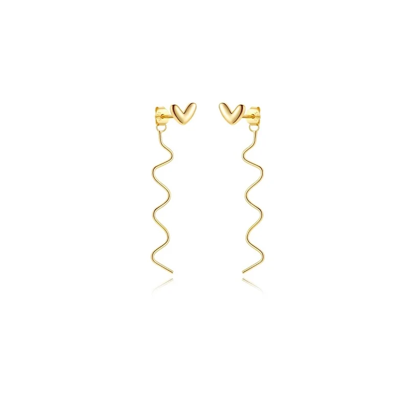 Pendientes de plata 925 con corazón y barra ondulada – Diseño elegante