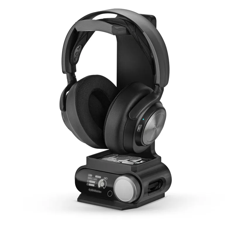 Soporte para auriculares diseñado para los auriculares Steelseries Arctis Nova Pro Wireless, Nova Pro Omni y Nova Elite, con base de conexión para la estación base inalámbrica.
