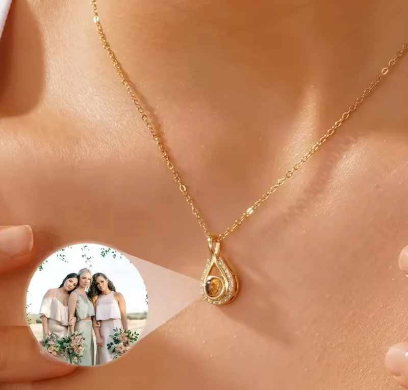 Collar con Foto Personalizado · Colgante Lágrima Dorado