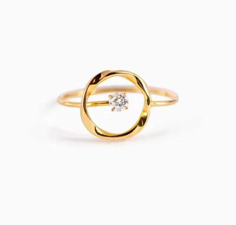 Anillo ajustable de plata de ley 925 con circonita brillante