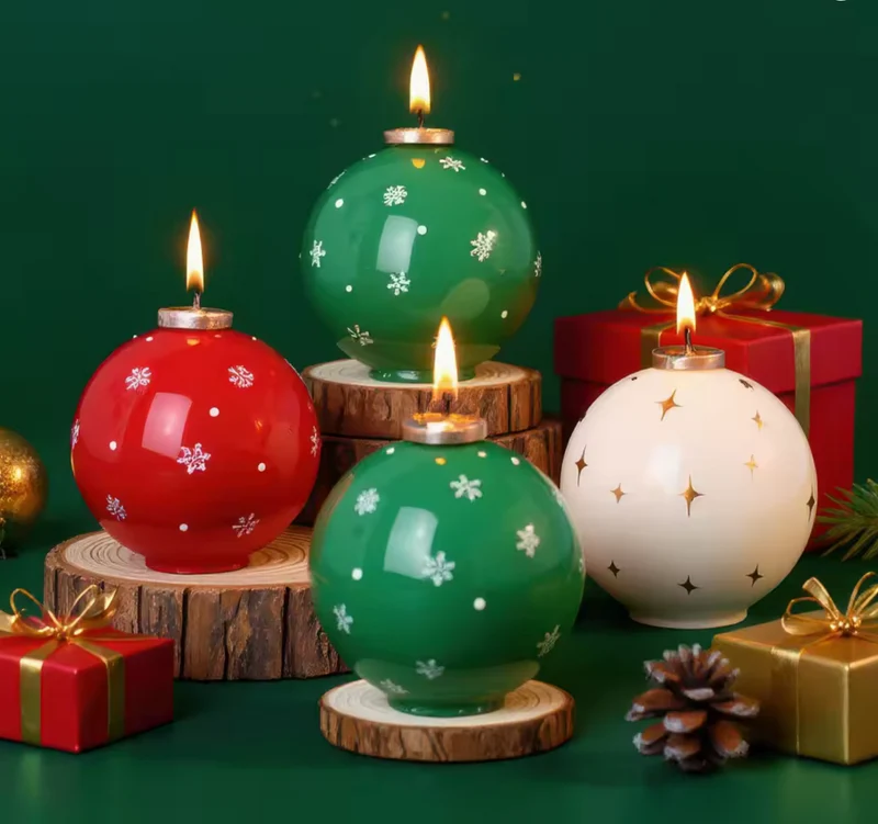 Vela Bola de Navidad 🕯️ | Vela decorativa con pegatinas de estrellas para personalizar