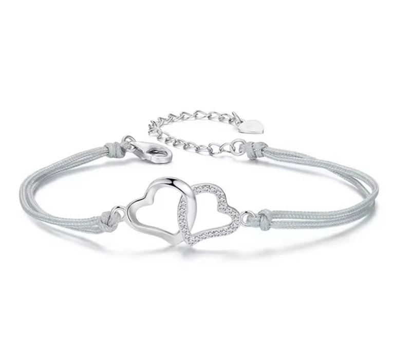 Pulsera corazón de plata de ley 925 💎 ajustable y elegante
