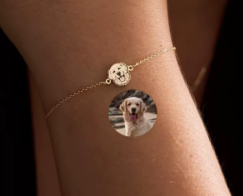 Pulsera personalizada con foto de mascota · Acero inoxidable
