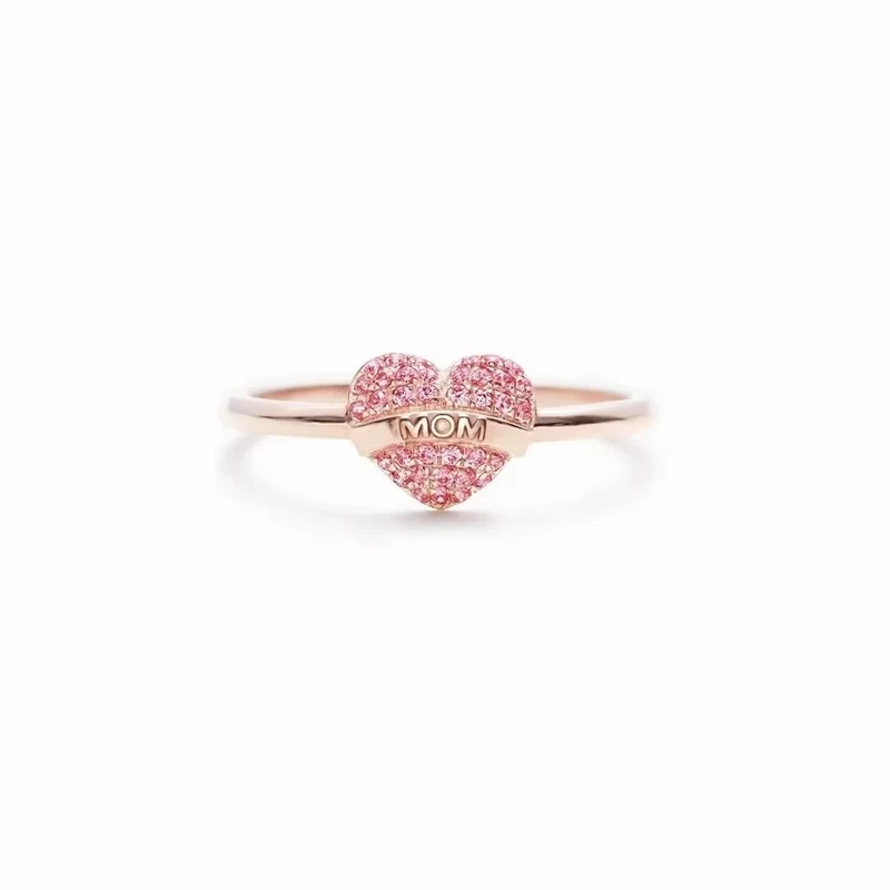 Anillo corazón MOM en plata bañada en oro rosa