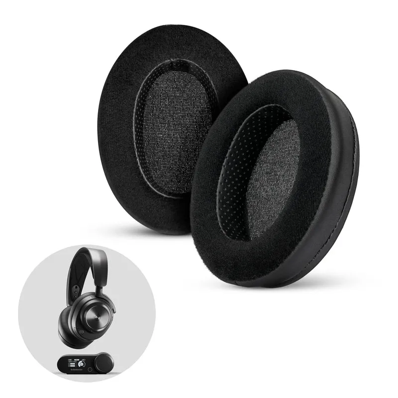 Almohadillas híbridas para auriculares Steelseries Arctis Nova Pro Wireless, Nova Pro Omni y Nova Elite: espuma viscoelástica con terciopelo y cuero sintético.