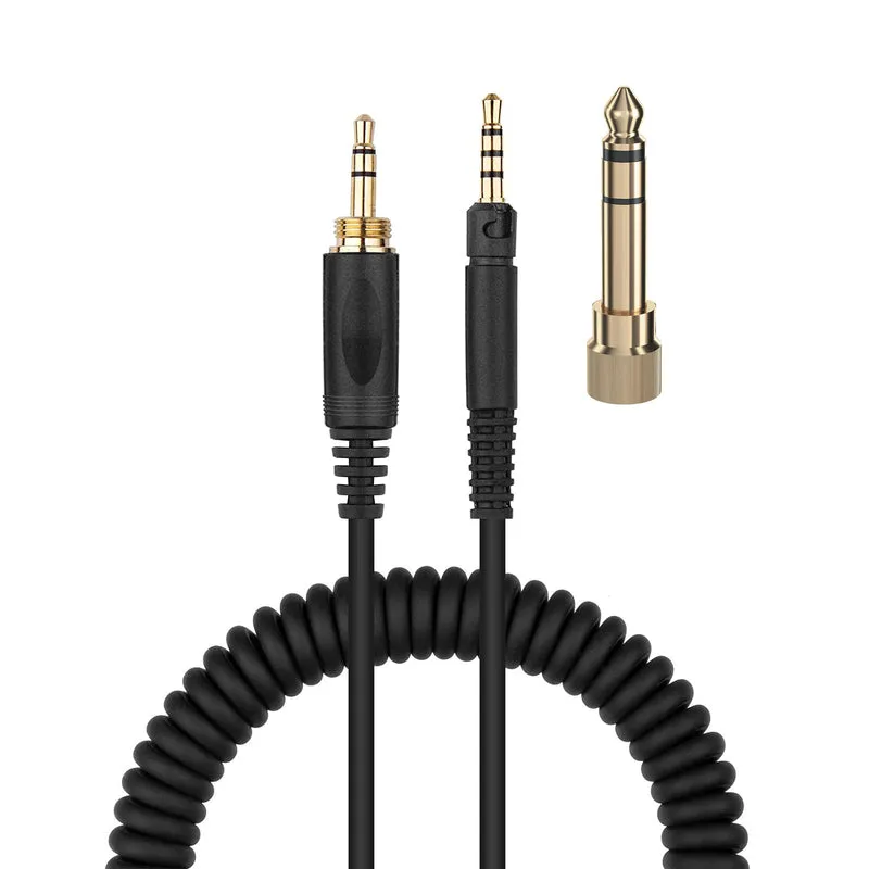 Cable en espiral de repuesto para auriculares Sennheiser HD598, HD558, HD518, HD598Cs, HD599, HD569 y HD579, con adaptador de 6.35 mm - 1.2 m - 4 m / 4 pies - 12 pies