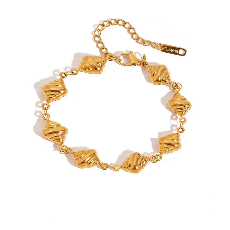 Pulsera Dorada con Diseño Geométrico – Acero Inoxidable Hipoalergénico