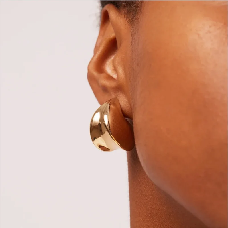 Pendientes Dorados Gruesos de Acero Inoxidable 316L – Diseño Moderno y Elegante