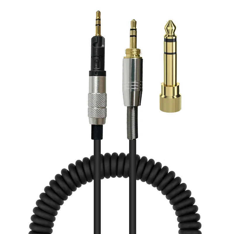 Cable en espiral de repuesto para auriculares Audio Technica ATH-M50X, ATH-M40X y ATH-M70X, con adaptador de audio de ¼” (6.35 mm) - 5M / 16FT