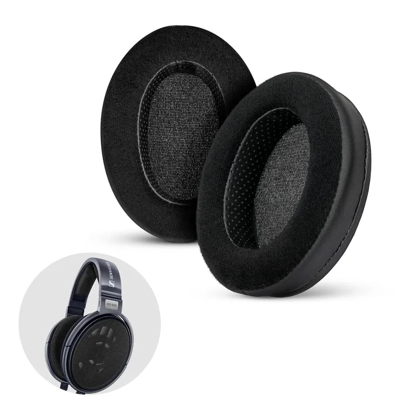 Almohadillas híbridas gruesas para auriculares Sennheiser HD600, HD650, HD660S, HD525, HD535, HD545 y Massdrop HD58X, HD6XX - Espuma viscoelástica con material híbrido de terciopelo y cuero PU