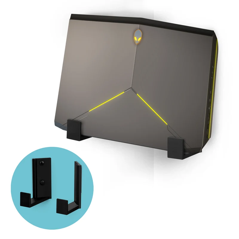 Caja de cable de esquina de 2.5" y soporte de montaje en pared para enrutador, adhesivo y atornillable, para conmutador de red, módem, Wi-Fi de malla, Apple TV, cámaras, altavoces y más, dispositivos de hasta 2.5"/63 mm de grosor