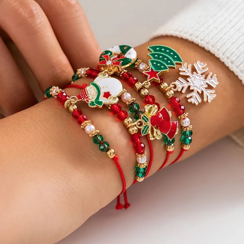 Pack 5 Pulseras Navideñas con Charms – Regalo Navidad