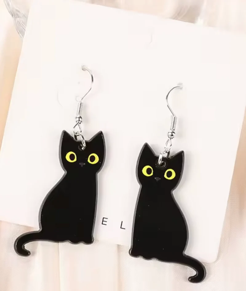 Pendientes Halloween Gato Negro y Gato Esqueleto