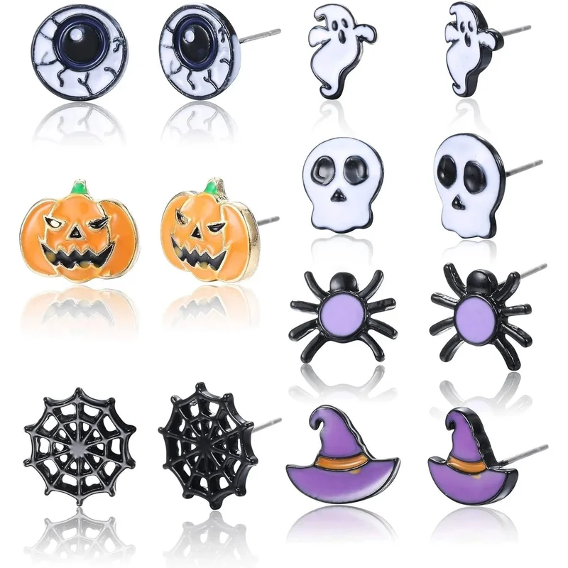 Pack 7 Pares Pendientes Halloween Acero Inoxidable