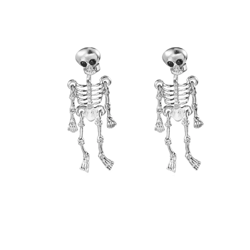 Pendientes Halloween Esqueleto Plateados