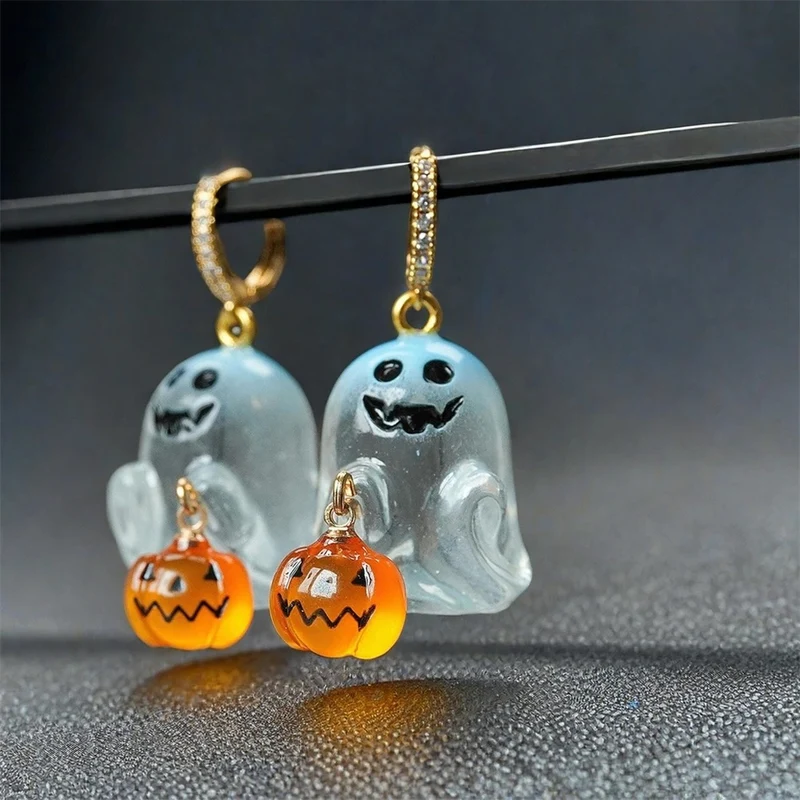 Pendientes Halloween fantasma y calabaza 🎃 acero inoxidable