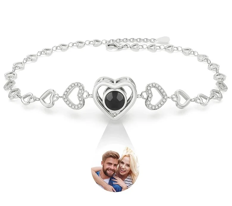 Pulsera de Corazones con Foto Dentro – Personalizada en Acero