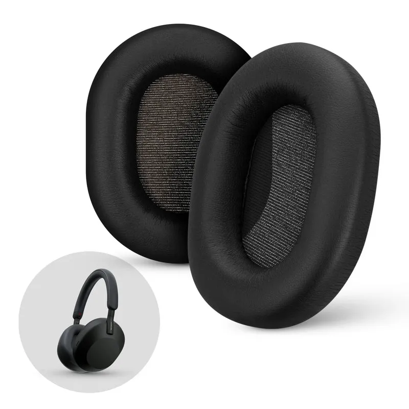 Almohadillas de repuesto para auriculares Sony WH-1000XM5: suaves almohadillas de cuero de PU y espuma viscoelástica para mayor comodidad, instalación fácil y rápida