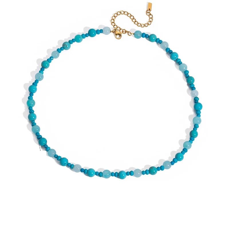 Collar de cuentas azul ajustable – Hipoalergénico & Resistente al agua