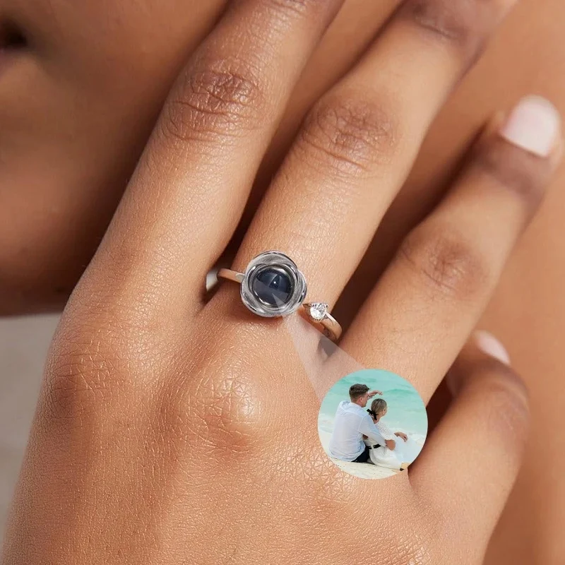 Anillo con foto dentro personalizable en acero inoxidable