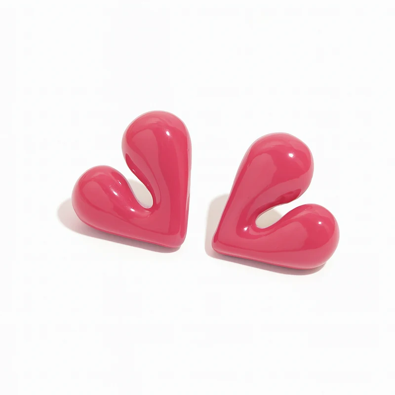 Pendientes rosas de corazón estilo gota – waterproof e hipoalergénicos