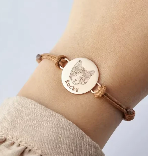 Pulsera personalizada con foto grabada de tu mascota y su nombre – Perros o gatos