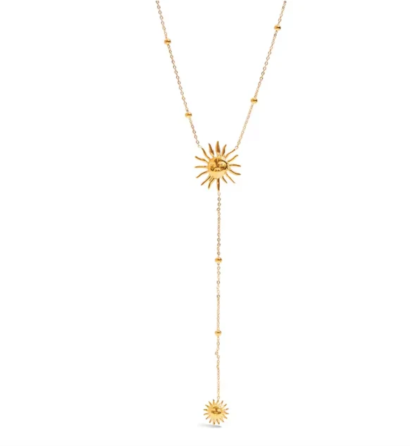 Collar dorado con colgante de sol en acero inoxidable lo