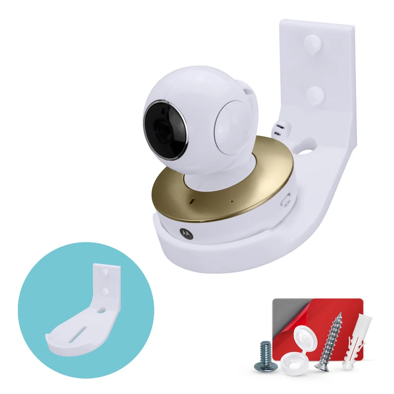Soporte de pared inclinado para monitor de bebé y cámara de seguridad compatible con Eufy, Wyze, Wansview, Blink, TP Link, Ring y más - Montaje adhesivo y con tornillos, soporte de fácil instalación (W07)